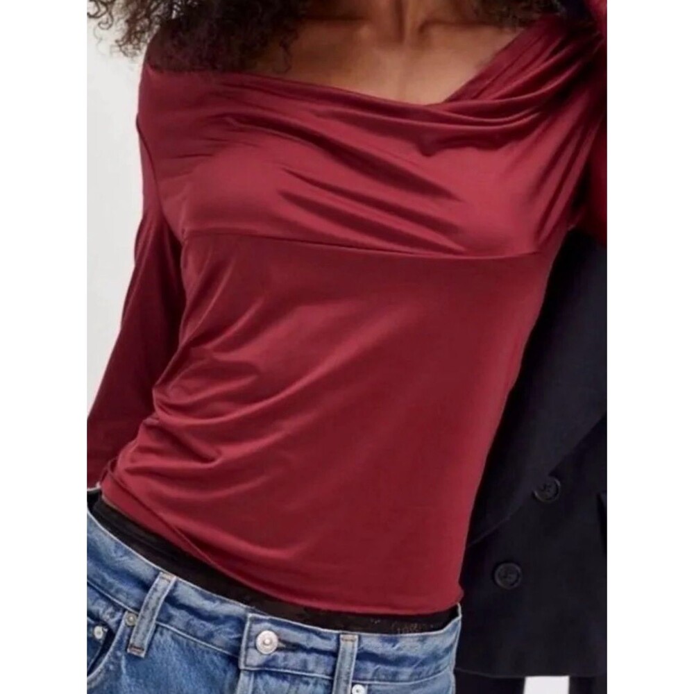 Free People Intimately Running Late Slinky Cowl Neck Top Medium
